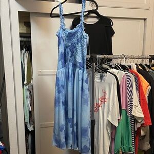 Free People Baby Blue Combo with Blue Motif Sleeveless Dress